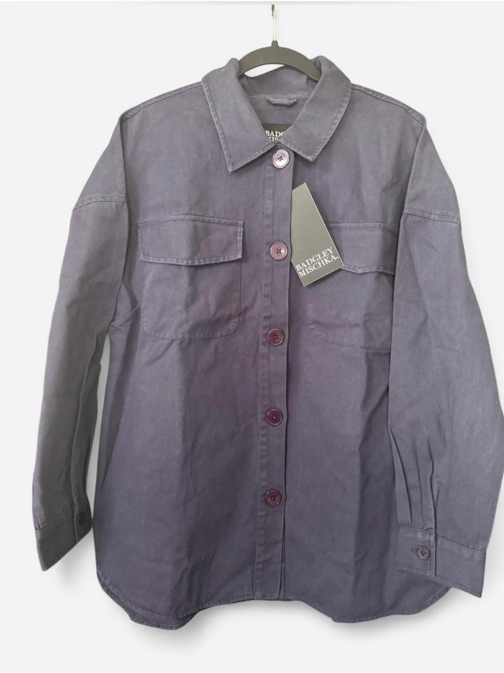 Badgley Mischka Navy Utility Button-Front Jacket